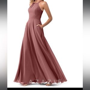 Azazie Bridesmaids Dress. Style: Melinda. Color: Desert Rose.